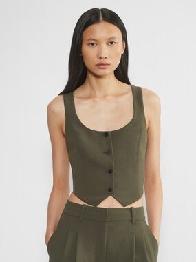 Aritzia Wilfred Rocco Vest Dark Olive